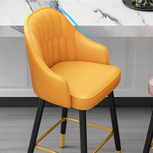 Leather Seat Barstool Nordic Style Iron Pedestal Bar Stool for Dining Room Clearhalo 'Bar Furniture' 'Bar Stools' 'bar_stools' 'furn' 'furn_bar_stools' 'Furniture' 'Kitchen & Dining Furniture' 5331597