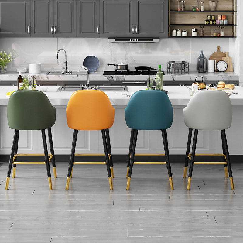 Leather Seat Barstool Nordic Style Iron Pedestal Bar Stool for Dining Room Clearhalo 'Bar Furniture' 'Bar Stools' 'bar_stools' 'furn' 'furn_bar_stools' 'Furniture' 'Kitchen & Dining Furniture' 5331602