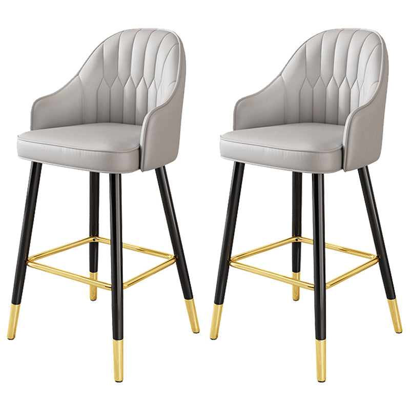 Leather Seat Barstool Nordic Style Iron Pedestal Bar Stool for Dining Room Grey 2 Piece Set Clearhalo 'Bar Furniture' 'Bar Stools' 'bar_stools' 'furn' 'furn_bar_stools' 'Furniture' 'Kitchen & Dining Furniture' 5331603