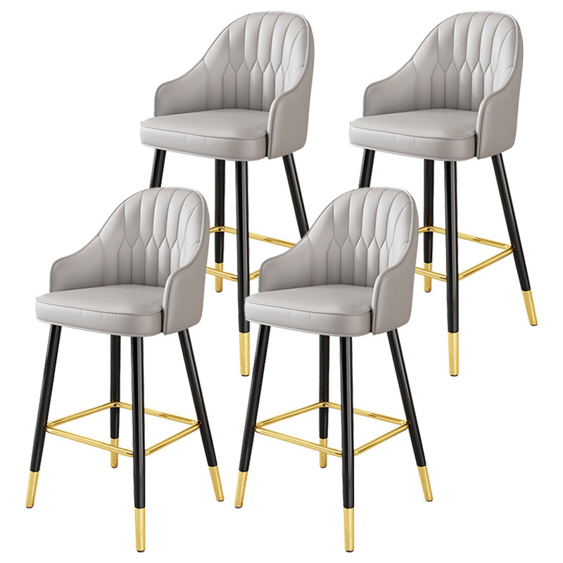 Leather Seat Barstool Nordic Style Iron Pedestal Bar Stool for Dining Room Grey 4 Piece Set Clearhalo 'Bar Furniture' 'Bar Stools' 'bar_stools' 'furn' 'furn_bar_stools' 'Furniture' 'Kitchen & Dining Furniture' 5331604