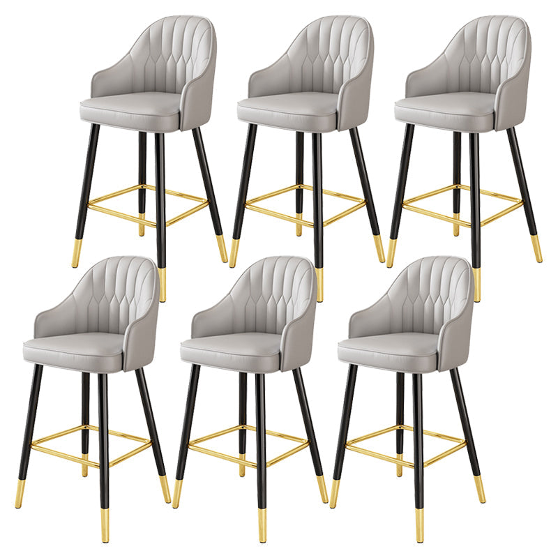 Leather Seat Barstool Nordic Style Iron Pedestal Bar Stool for Dining Room Grey 6 Piece Set Clearhalo 'Bar Furniture' 'Bar Stools' 'bar_stools' 'furn' 'furn_bar_stools' 'Furniture' 'Kitchen & Dining Furniture' 5331606