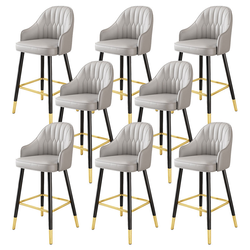 Leather Seat Barstool Nordic Style Iron Pedestal Bar Stool for Dining Room Grey 8 Piece Set Clearhalo 'Bar Furniture' 'Bar Stools' 'bar_stools' 'furn' 'furn_bar_stools' 'Furniture' 'Kitchen & Dining Furniture' 5331607