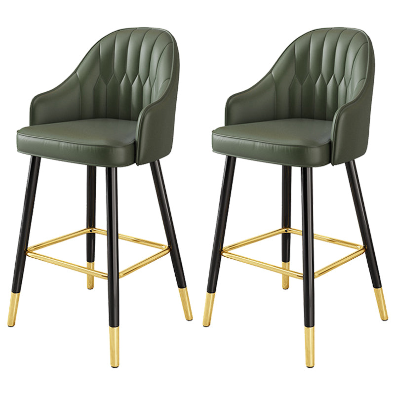 Leather Seat Barstool Nordic Style Iron Pedestal Bar Stool for Dining Room Green 2 Piece Set Clearhalo 'Bar Furniture' 'Bar Stools' 'bar_stools' 'furn' 'furn_bar_stools' 'Furniture' 'Kitchen & Dining Furniture' 5331608