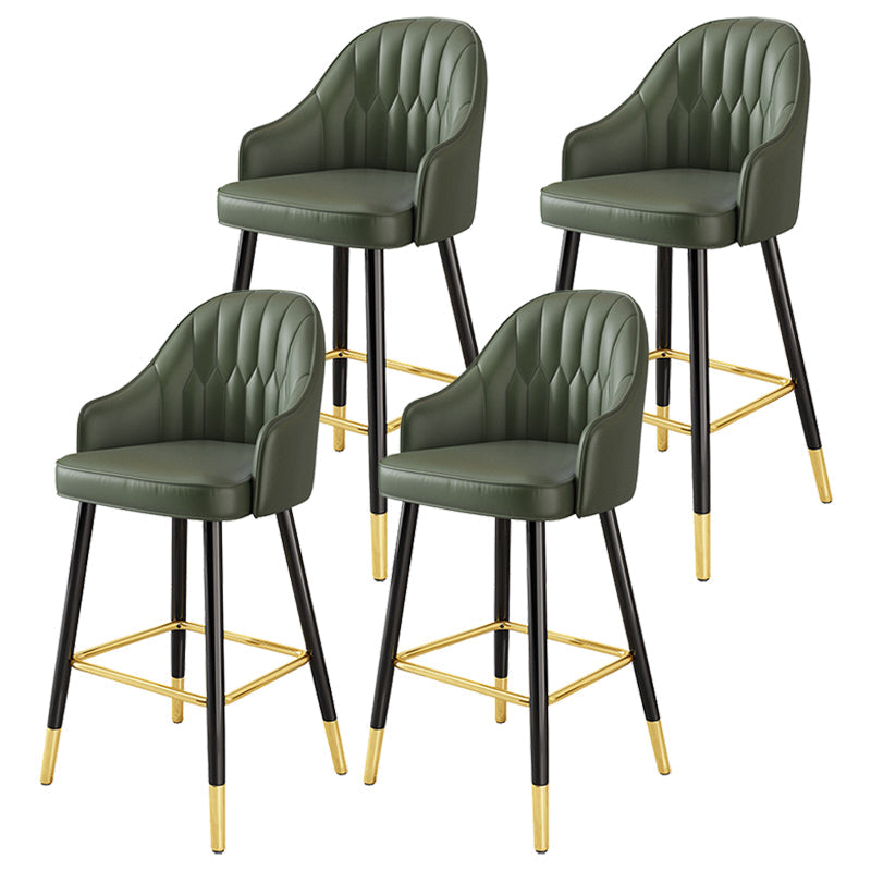 Leather Seat Barstool Nordic Style Iron Pedestal Bar Stool for Dining Room Green 4 Piece Set Clearhalo 'Bar Furniture' 'Bar Stools' 'bar_stools' 'furn' 'furn_bar_stools' 'Furniture' 'Kitchen & Dining Furniture' 5331609