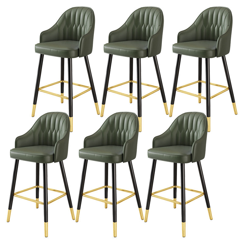 Leather Seat Barstool Nordic Style Iron Pedestal Bar Stool for Dining Room Green 6 Piece Set Clearhalo 'Bar Furniture' 'Bar Stools' 'bar_stools' 'furn' 'furn_bar_stools' 'Furniture' 'Kitchen & Dining Furniture' 5331610