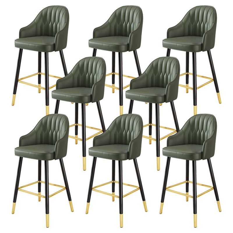 Leather Seat Barstool Nordic Style Iron Pedestal Bar Stool for Dining Room Green 8 Piece Set Clearhalo 'Bar Furniture' 'Bar Stools' 'bar_stools' 'furn' 'furn_bar_stools' 'Furniture' 'Kitchen & Dining Furniture' 5331611
