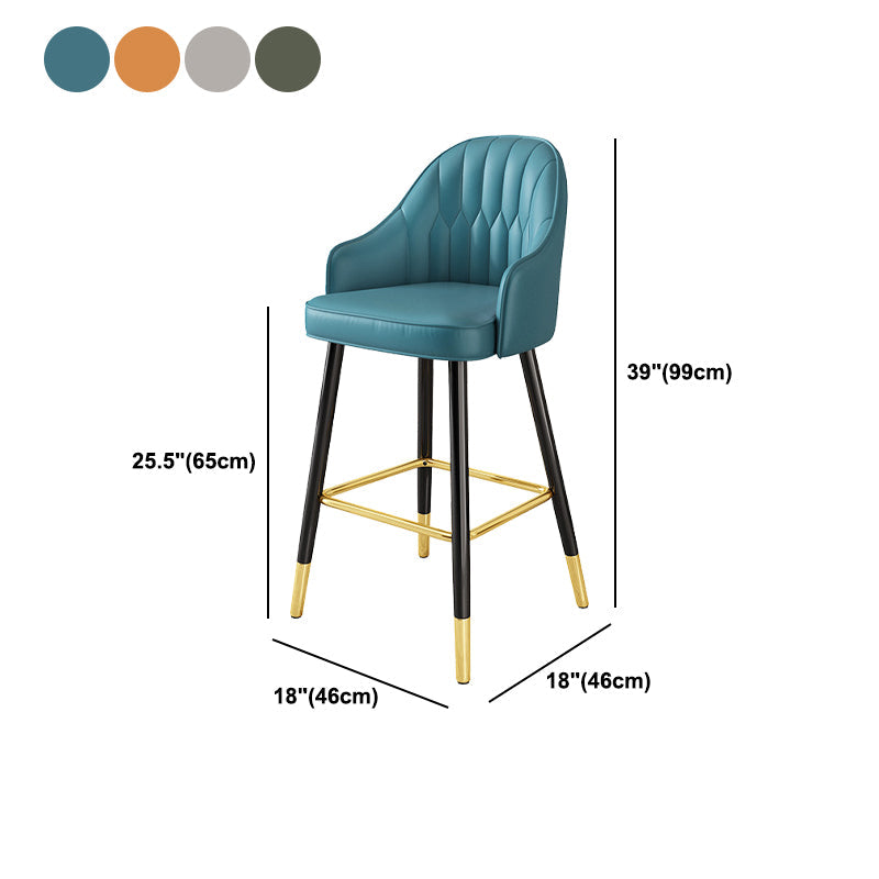 Leather Seat Barstool Nordic Style Iron Pedestal Bar Stool for Dining Room Clearhalo 'Bar Furniture' 'Bar Stools' 'bar_stools' 'furn' 'furn_bar_stools' 'Furniture' 'Kitchen & Dining Furniture' 5331613