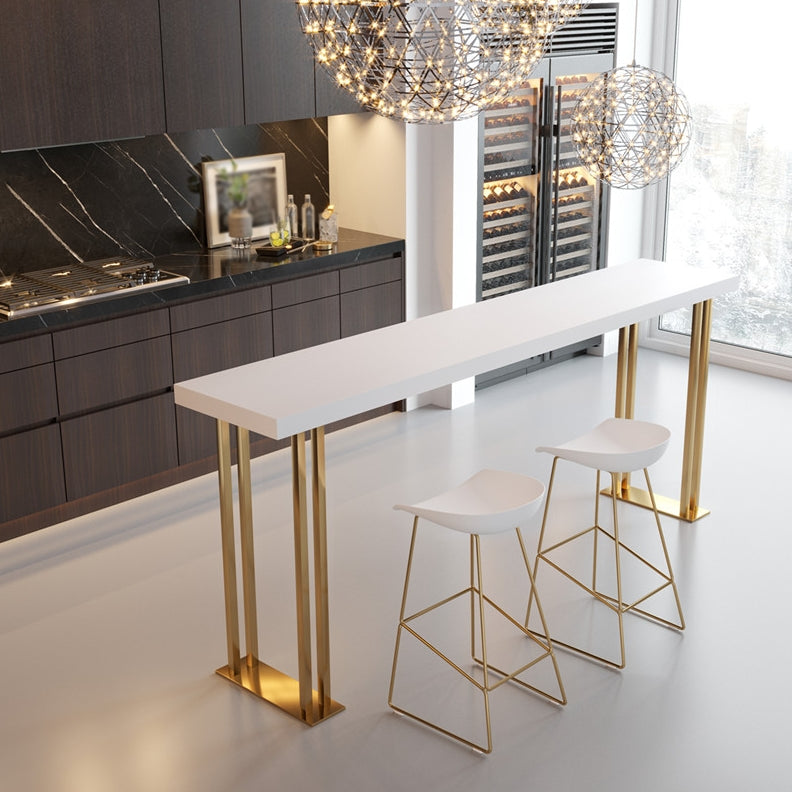 Moderno tavolo da bar in legno massiccio rettangolare set da 1/3 pezzi con sgabelli bianchi