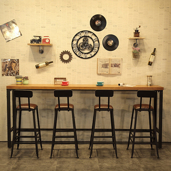 Industrial 1/5 Pieces Bar Table Set Rectangle Pine Wood Counter Table with High Stools Clearhalo 'Bar Furniture' 'furn' 'furn_home_bar_bar_sets' 'Furniture' 'Home Bars & Bar Sets' 'home_bar_bar_sets' 'Kitchen & Dining Furniture' 5331739