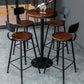 Industrial 1/3/5 Pieces Bar Table Set Round Pine Wood Counter Table with High Stools 5 Pieces: Table, 4 Brown Chairs Clearhalo 'Bar Furniture' 'furn' 'furn_home_bar_bar_sets' 'Furniture' 'Home Bars & Bar Sets' 'home_bar_bar_sets' 'Kitchen & Dining Furniture' 5331751