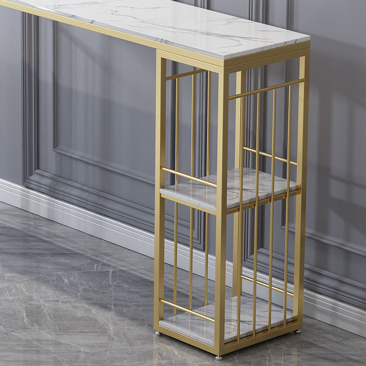 Glam Rectangle White Counter Height Set 1/2/3 Pieces Marble Pub Dining Set Clearhalo 'Bar Furniture' 'furn' 'furn_home_bar_bar_sets' 'Furniture' 'Home Bars & Bar Sets' 'home_bar_bar_sets' 'Kitchen & Dining Furniture' 5331773