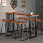 Rectangle de bar à bois massif rectangle Ensemble de table de comptoir 1/7 pièces avec tabourets sans dos