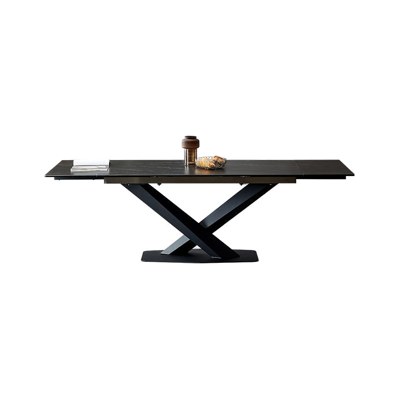 Modern Sintered Stone Rectangle Table Set 1/4/5/6 Pieces Dining Set Black 55"L x 35"W Clearhalo 'Dining Room Sets' 'Dining Tables & Seating' 'dining_room_set' 'furn' 'furn_dining_room_set' 'Furniture' 'Kitchen & Dining Furniture' 5331983
