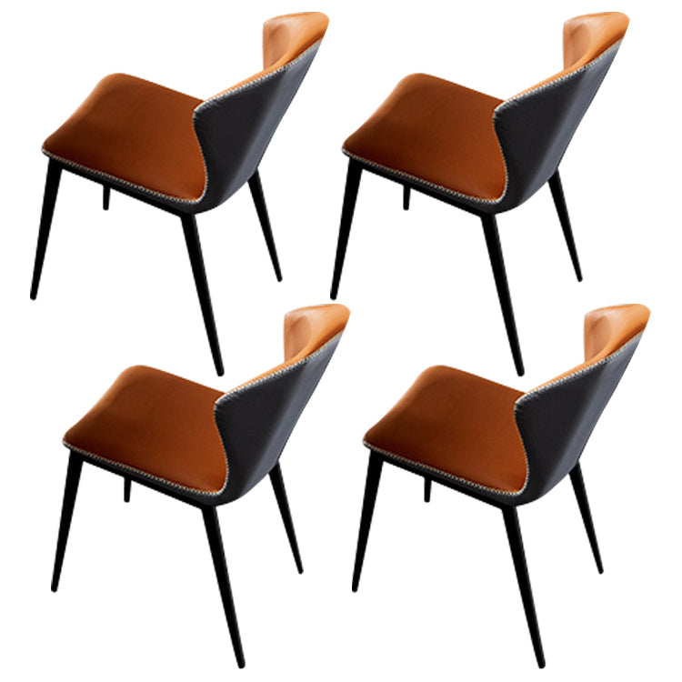 Modern Sintered Stone Rectangle Table Set 1/4/5/6 Pieces Dining Set 4 Orange Chairs Clearhalo 'Dining Room Sets' 'Dining Tables & Seating' 'dining_room_set' 'furn' 'furn_dining_room_set' 'Furniture' 'Kitchen & Dining Furniture' 5331986