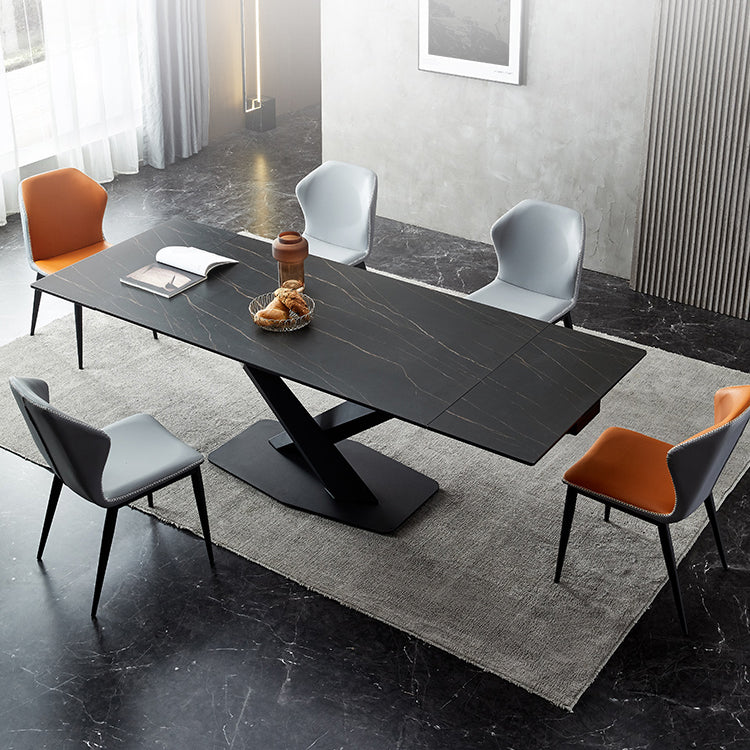 Modern Sintered Stone Rectangle Table Set 1/4/5/6 Pieces Dining Set 6 Pieces: Table, 5 Chairs Clearhalo 'Dining Room Sets' 'Dining Tables & Seating' 'dining_room_set' 'furn' 'furn_dining_room_set' 'Furniture' 'Kitchen & Dining Furniture' 5331987