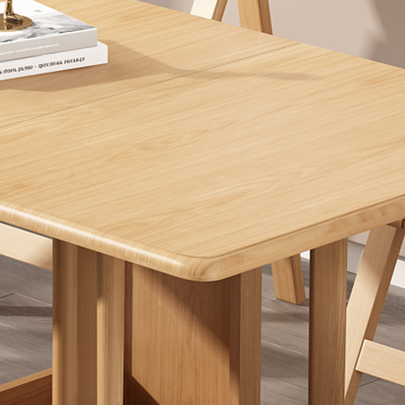 Solid Wood Dining Table Mid-Century Drop-Leaf Dining Table for Home Use