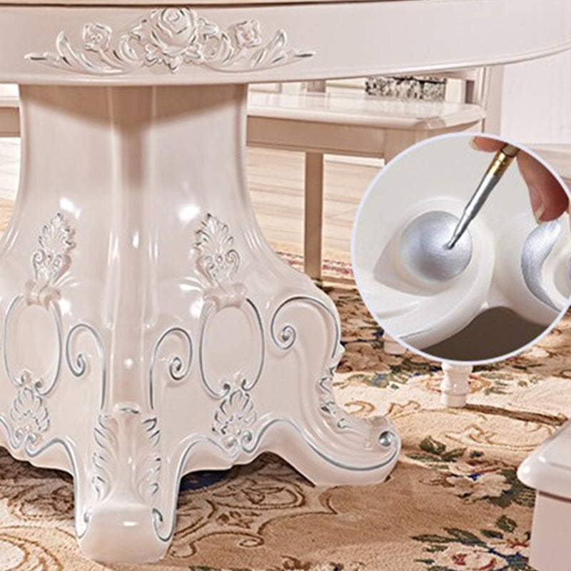 オークウッドベースビクトリア朝のダイニングテーブル丸い大理石のトップテーブルと台座