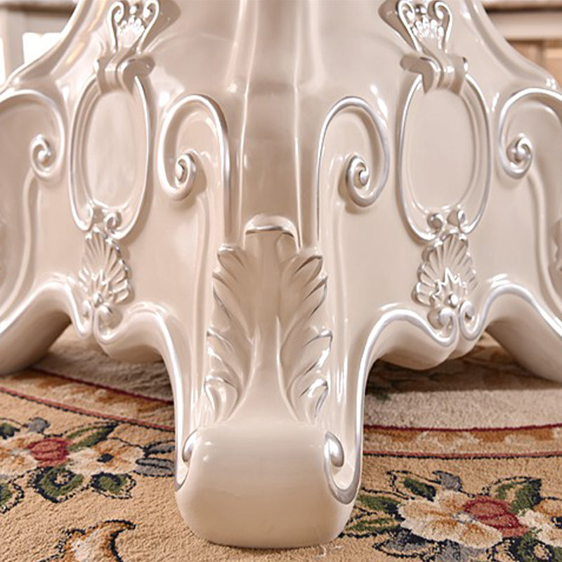 オークウッドベースビクトリア朝のダイニングテーブル丸い大理石のトップテーブルと台座