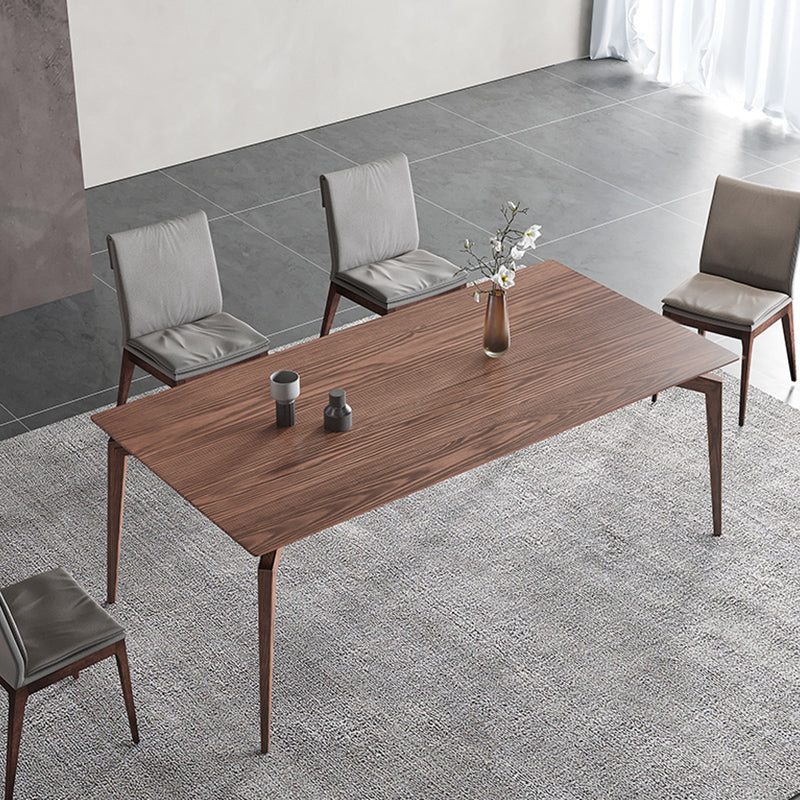 Rectangle 4 Legs Mid-Century Dining Table Wood Color Fixed Table of Ash Wood