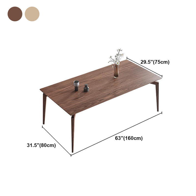 Rectangle 4 Legs Mid-Century Dining Table Wood Color Fixed Table of Ash Wood
