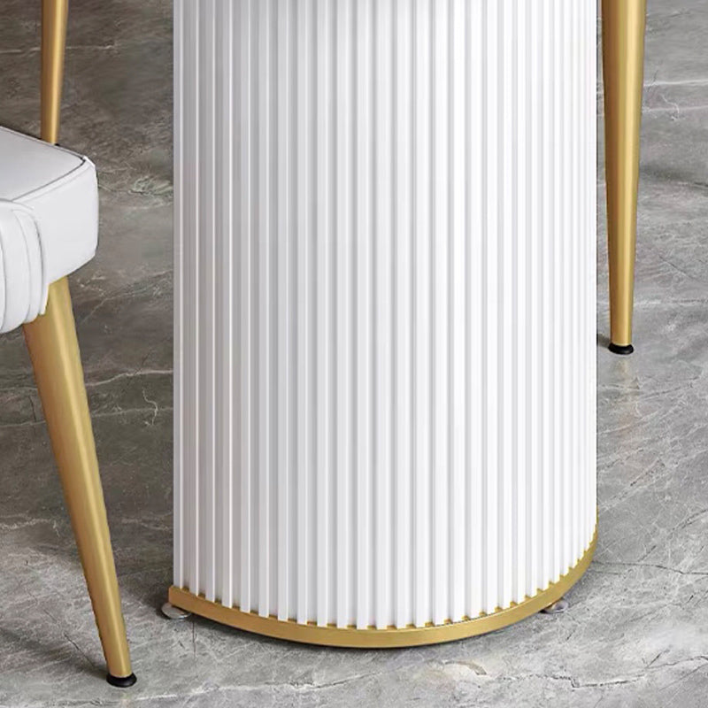 フリーフォームホワイトダイニングテーブル焼結ストーンテーブル二重台座の贅沢