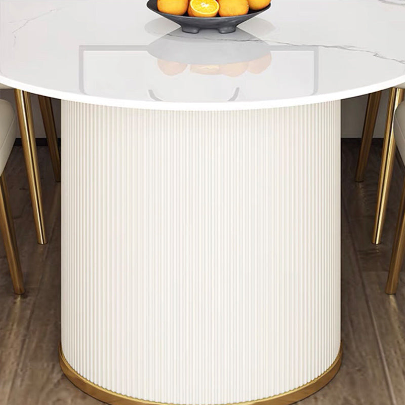 フリーフォームホワイトダイニングテーブル焼結ストーンテーブル二重台座の贅沢