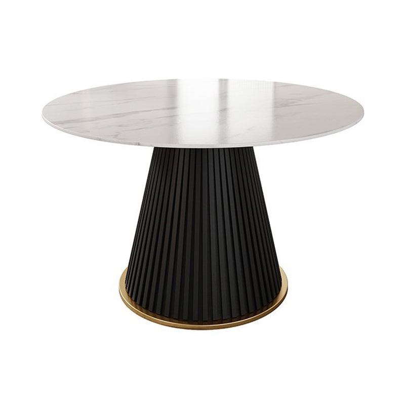 Traditional Luxury Dining Table Round Sintered Stone Table for Home Black 31.5"L x 31.5"W x 29.5"H Without Chairs Clearhalo 'Dining Tables & Seating' 'Dining Tables' 'dining_table' 'furn' 'furn_dining_table' 'Furniture' 'Kitchen & Dining Furniture' 5332151