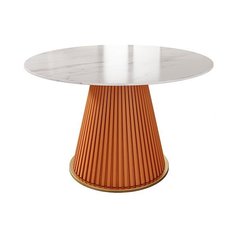 Traditional Luxury Dining Table Round Sintered Stone Table for Home Orange Without Chairs Clearhalo 'Dining Tables & Seating' 'Dining Tables' 'dining_table' 'furn' 'furn_dining_table' 'Furniture' 'Kitchen & Dining Furniture' 5332153