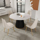 Traditional Luxury Dining Table Round Sintered Stone Table for Home Black 47.2"L x 47.2"W x 29.5"H Without Chairs Clearhalo 'Dining Tables & Seating' 'Dining Tables' 'dining_table' 'furn' 'furn_dining_table' 'Furniture' 'Kitchen & Dining Furniture' 5332155