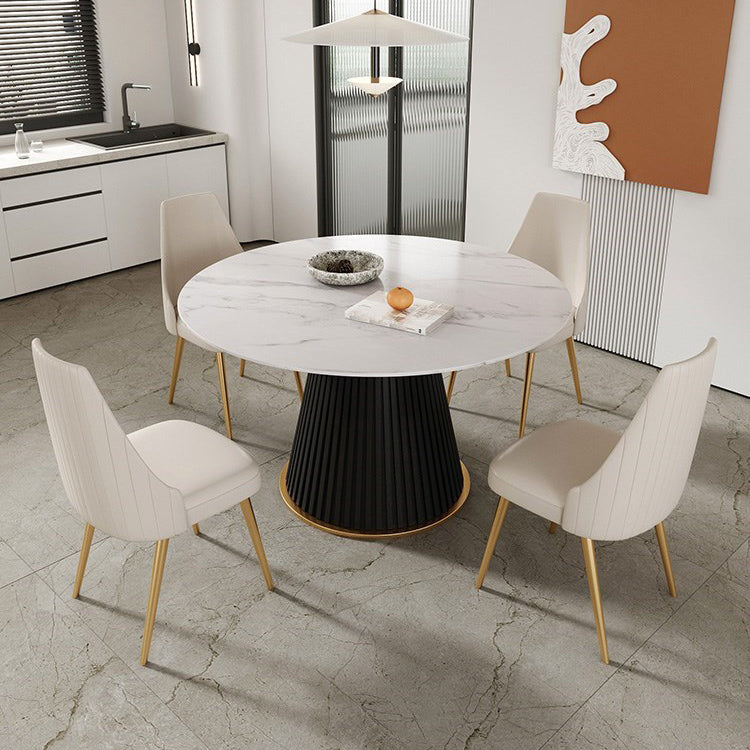 Traditional Luxury Dining Table Round Sintered Stone Table for Home Black 47.2"L x 47.2"W x 29.5"H Without Chairs Clearhalo 'Dining Tables & Seating' 'Dining Tables' 'dining_table' 'furn' 'furn_dining_table' 'Furniture' 'Kitchen & Dining Furniture' 5332155