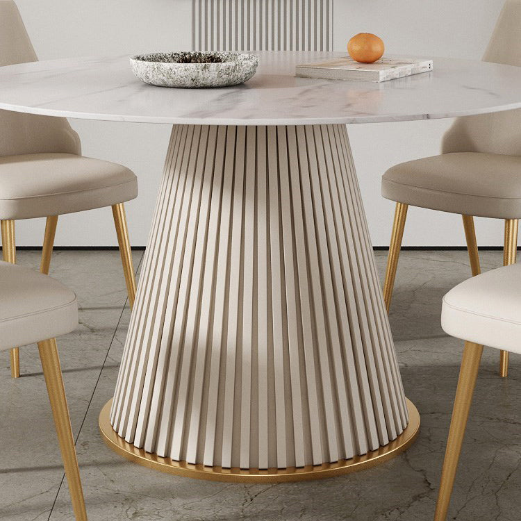 Traditional Luxury Dining Table Round Sintered Stone Table for Home Clearhalo 'Dining Tables & Seating' 'Dining Tables' 'dining_table' 'furn' 'furn_dining_table' 'Furniture' 'Kitchen & Dining Furniture' 5332158