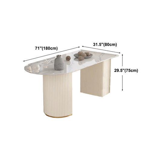 Traditional Luxury Dining Table Sintered Stone Table for Home Clearhalo 'Dining Tables & Seating' 'Dining Tables' 'dining_table' 'furn' 'furn_dining_table' 'Furniture' 'Kitchen & Dining Furniture' 5332225