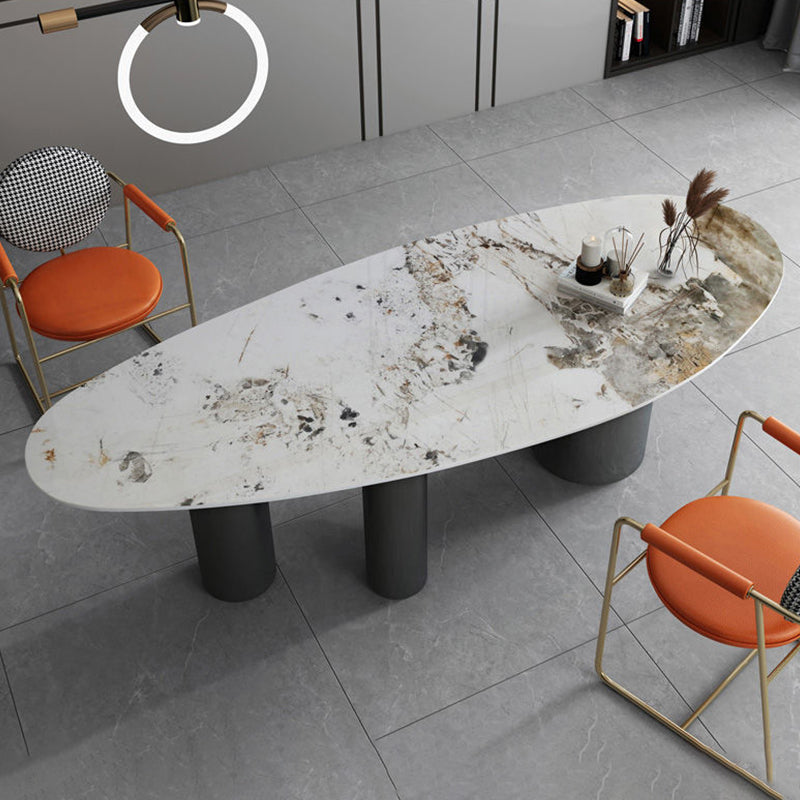 Oval Traditional Luxury Stone Table Standard Height Dining Table Black-Gray Without Chairs Clearhalo 'Dining Tables & Seating' 'Dining Tables' 'dining_table' 'furn' 'furn_dining_table' 'Furniture' 'Kitchen & Dining Furniture' 5332229