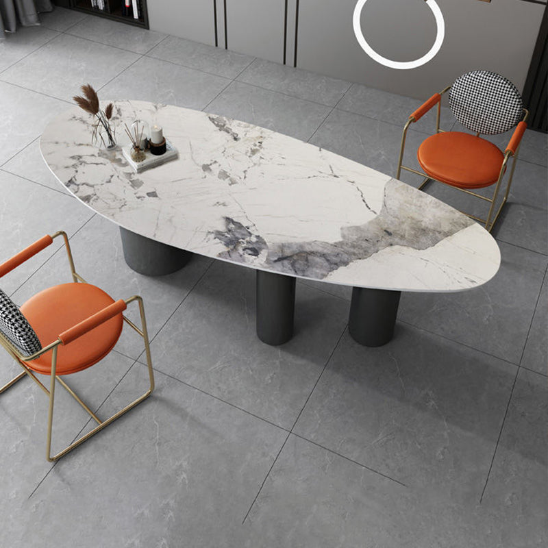 Oval Traditional Luxury Stone Table Standard Height Dining Table Black White Without Chairs Clearhalo 'Dining Tables & Seating' 'Dining Tables' 'dining_table' 'furn' 'furn_dining_table' 'Furniture' 'Kitchen & Dining Furniture' 5332231