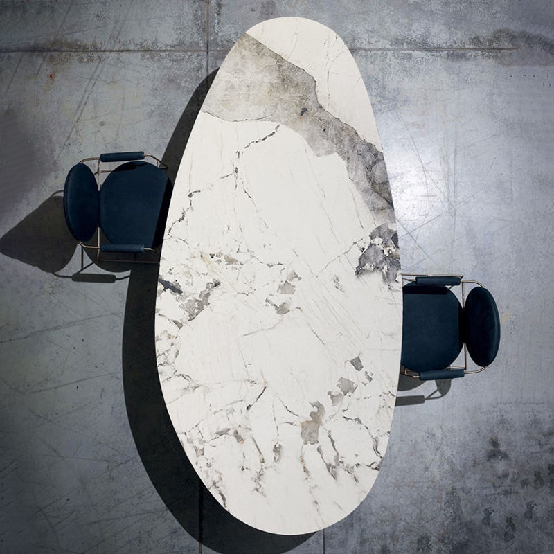 Oval Traditional Luxury Stone Table Standard Height Dining Table Clearhalo 'Dining Tables & Seating' 'Dining Tables' 'dining_table' 'furn' 'furn_dining_table' 'Furniture' 'Kitchen & Dining Furniture' 5332238