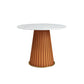 Table à manger ronde contemporaine, plateau en pierre frittée blanche, guéridon pour la maison