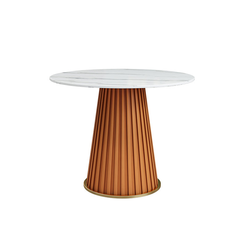 Table à manger ronde contemporaine, plateau en pierre frittée blanche, guéridon pour la maison