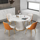 Table à manger ronde contemporaine, plateau en pierre frittée blanche, guéridon pour la maison