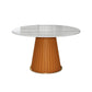 Table à manger ronde contemporaine, plateau en pierre frittée blanche, guéridon pour la maison