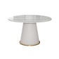 Table à manger ronde contemporaine, plateau en pierre frittée blanche, guéridon pour la maison