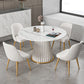 Table à manger ronde contemporaine, plateau en pierre frittée blanche, guéridon pour la maison