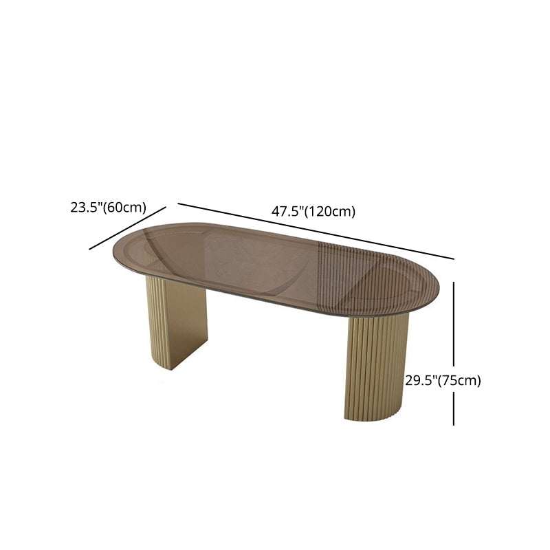 Traditional Luxury Dining Table Oval Double Pedestal Table for Home Clearhalo 'Dining Tables & Seating' 'Dining Tables' 'dining_table' 'furn' 'furn_dining_table' 'Furniture' 'Kitchen & Dining Furniture' 5332277