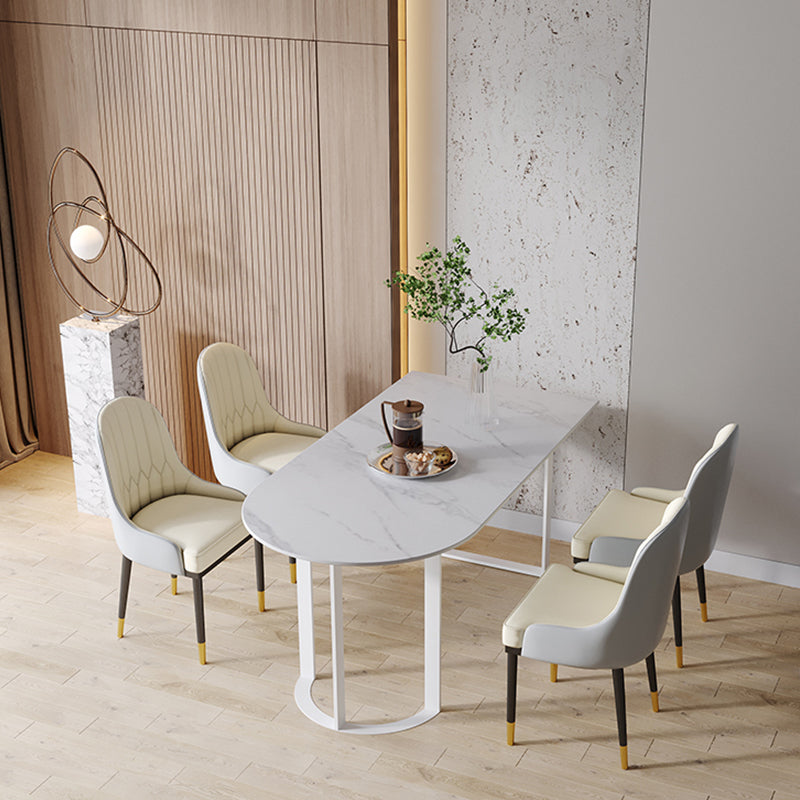 二重の台座付きの現代的なスタイルのダイニングテーブルストーンダイニングルームテーブル