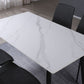 Mesa de comedor rectangular de mármol negro moderno para cocina