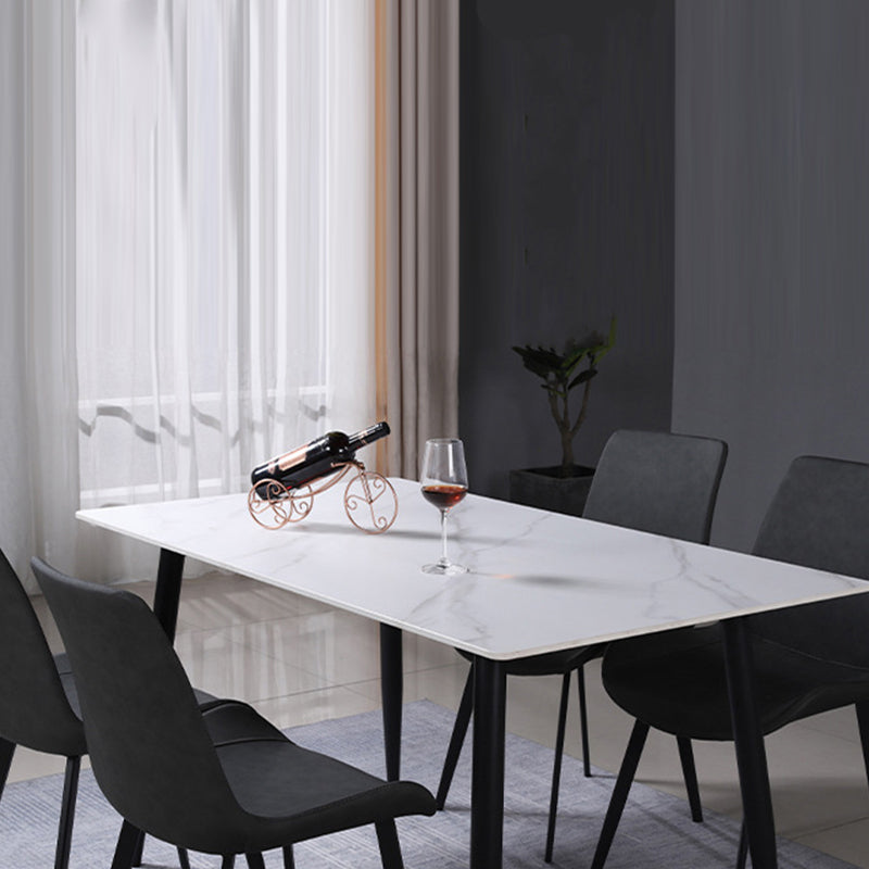 Mesa de comedor rectangular de mármol negro moderno para cocina