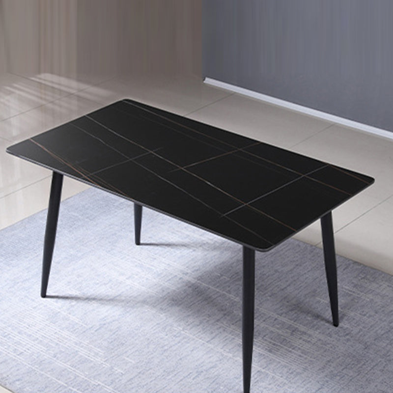 Mesa de comedor rectangular de mármol negro moderno para cocina