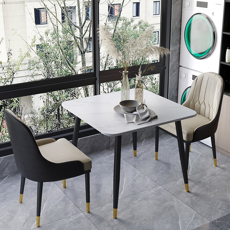 Industrial Style Dining Table Sintered Stone 4 Legs Table for Home