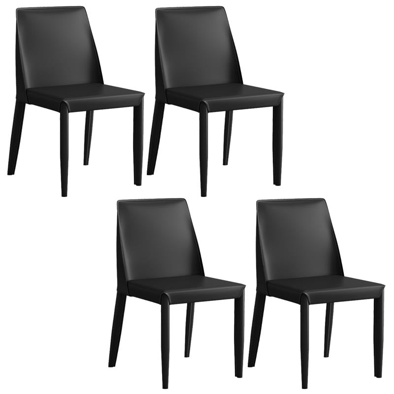 Muebles modernos de silla de comedor de cuero con patas de acero en acabado mate para el hogar