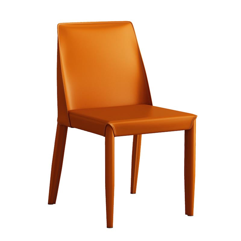 Muebles modernos de silla de comedor de cuero con patas de acero en acabado mate para el hogar