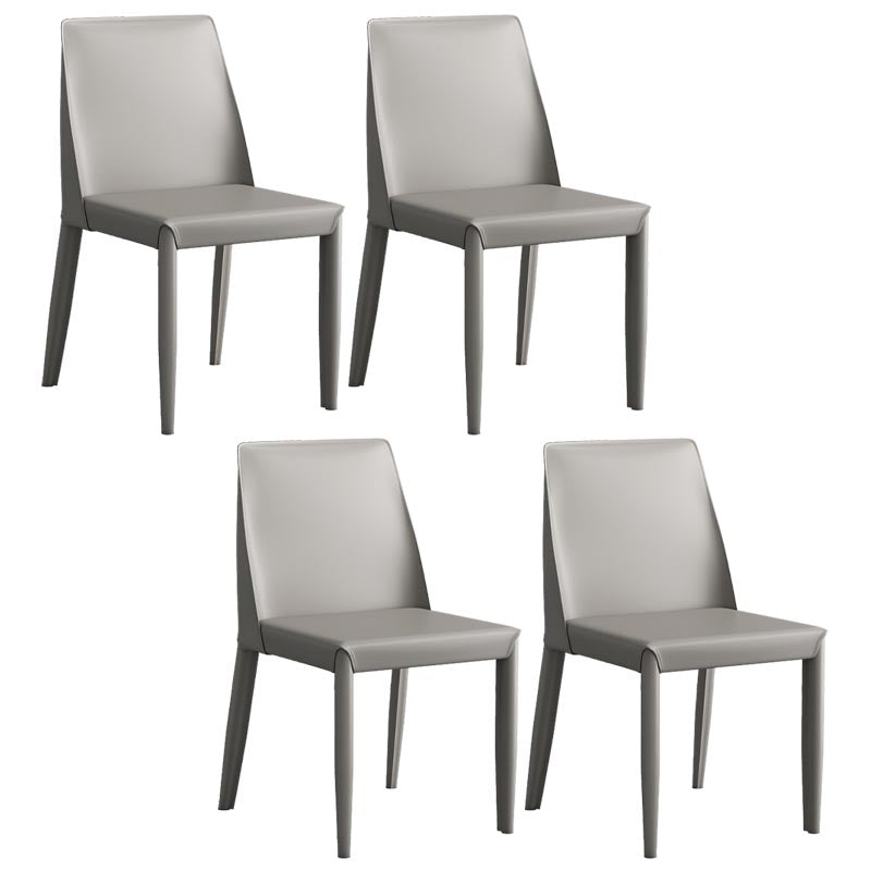 Muebles modernos de silla de comedor de cuero con patas de acero en acabado mate para el hogar